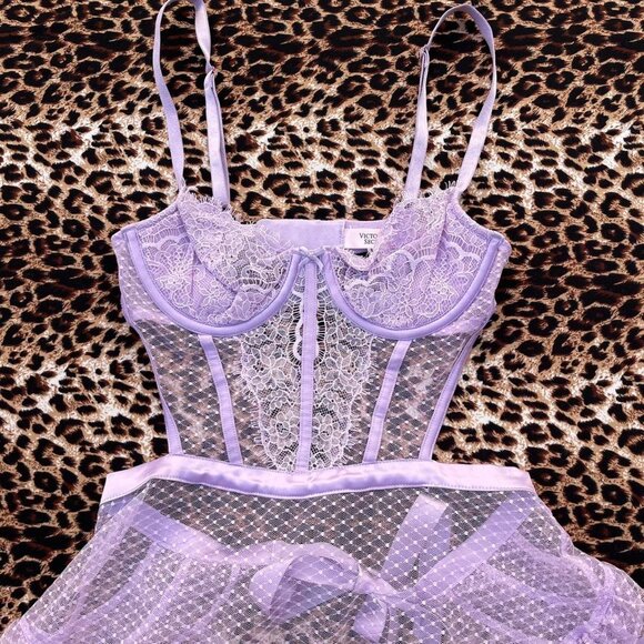 Victoria Secret lavender lace apron teddy - Picture 3 of 7